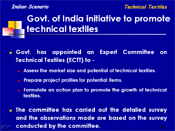 Govt. of India initiative to promote technical textiles