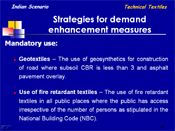Strategies for demand enhancement measures I