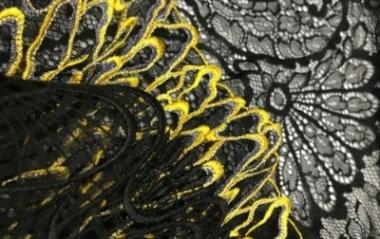 Ultralight lace allover and gold sparkling embroidery by Iluna Group with ROICA Eco - Smart ™ Family