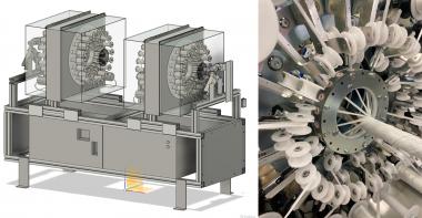 Wickelanlage zur kontinuierlichen Herstellung faserverstärkter thermoplastischer Rohrprofile