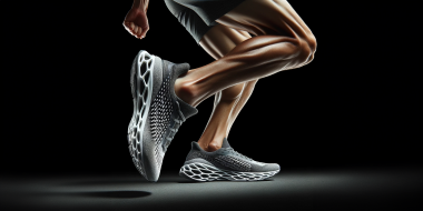 Conceptualisation of a running shoe made out of a metamaterial. AI generated with DALL-E   (Visualisation: ETH Zurich)