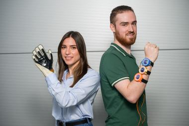 Skin contact and remote hugs via smart textiles