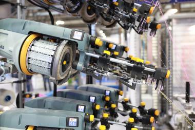 Vandewiele data-ready weft feeders in action.