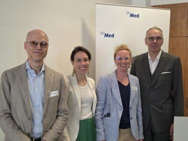Moderatoren und Referenten des BVMed-Rechtssymposiums: Ulrich Juknat, Dr. Katja Marx, Dr. Angela Graf, Dr. Marc-Pierre Möll (v.l.n.r.) 