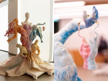 Srushti Patil’s creation featuring Brewed Protein™ fiber and Taroni silk fabrics.